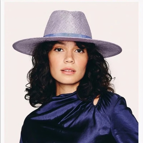 Eugenia Kim Hat Harlow Purple Straw Fedora OS - Picture 1 of 7